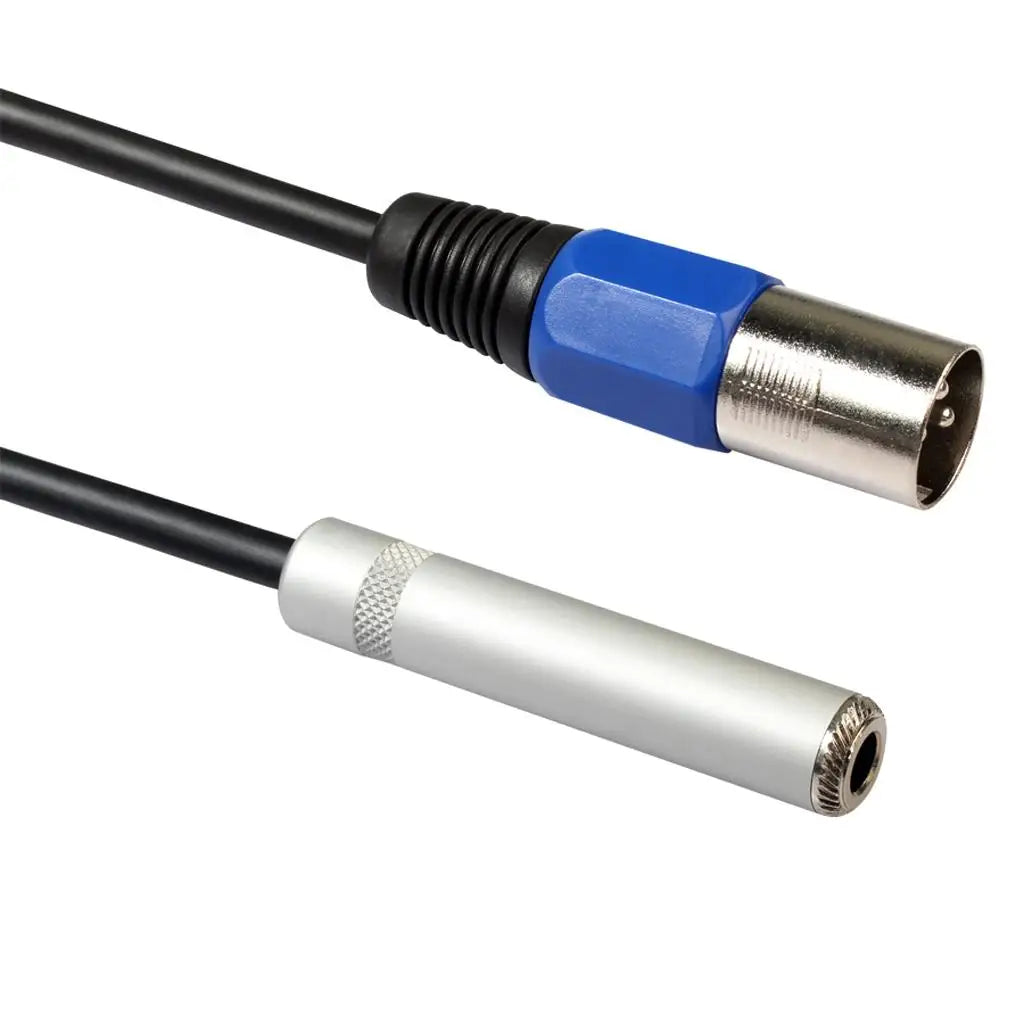 3 XLR Male to 1/4 6.35mm Female Audio Cable Mic Adapter 1ft