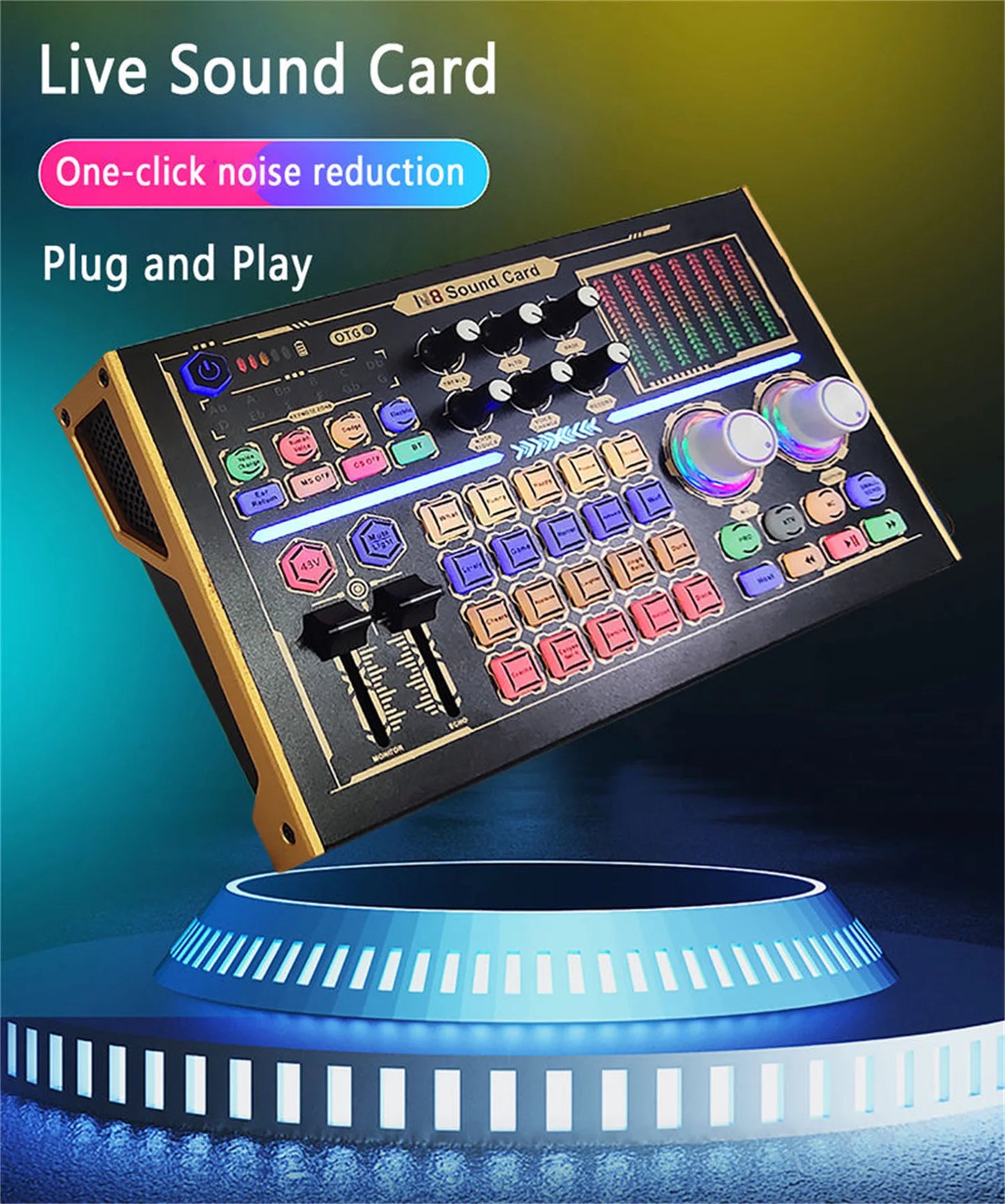 GAX-N8 Professional Recording Soundcard PC Mobile Phone Live Broadcast Sound Card Mixer Set Support 48V Mic PhPodcast Equipment