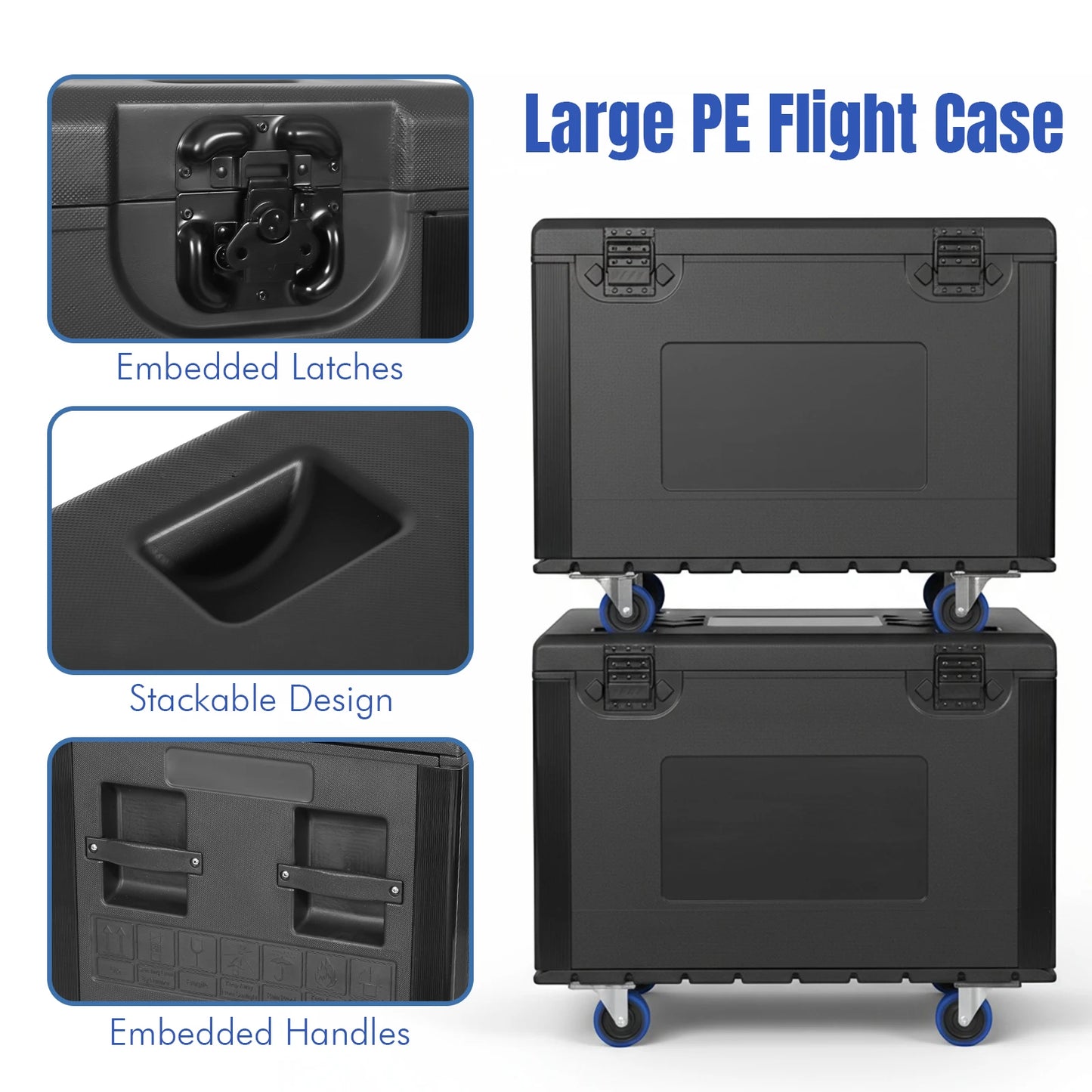Utility Cable Trunk Road Case with Wheels Stackable ATA Rolling Road Case Waterproof for Pro Audio & DJ Equipment Storage