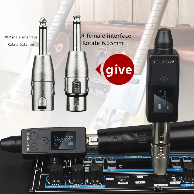 UHF Wireless Converter XLR Dynamic Mic Adapter Rechargeable Battery M-ONE UHF RX/TX Frequency Professional Audio System