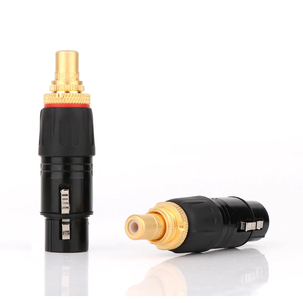 2PC NEUTRIK XLR male to RCA Female Socket Adapter plated gold RCA plug XLR to RCA Female Socket Adapter Gold Balanced Cable Plug