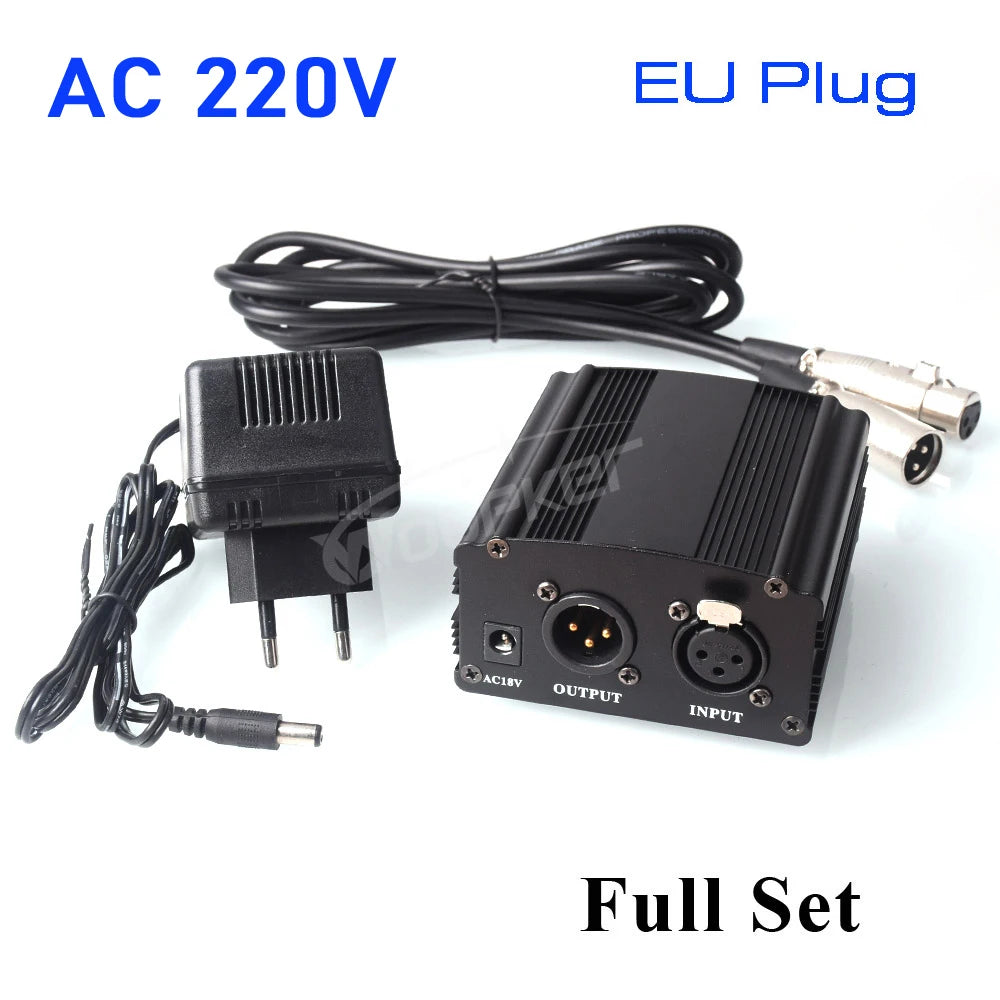 Woopker 48V Phantom Power Supply with XLR Cable for Condenser Microphone BM 800 858 Audio Recording Karaoke Sound Equipment