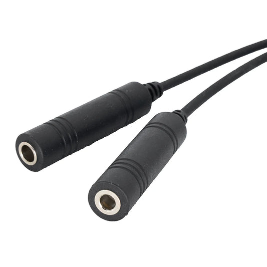 GA Dual Plugs To Airbus 5 Pin XLR Adapter Black Aviation Headphone Cable Universal for Aviation Communication