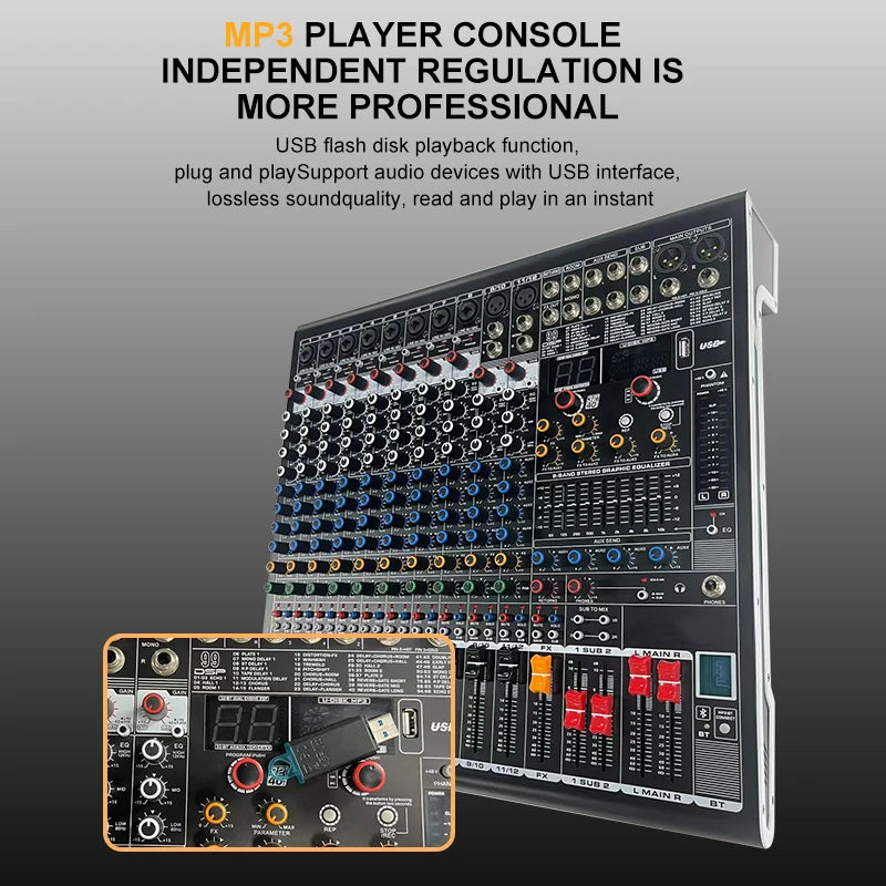 Professional 99 DSP Digital 12 Channel Powered Sound Studio Mixer De Audio Profecional Dj Controller/audio Console Mixer