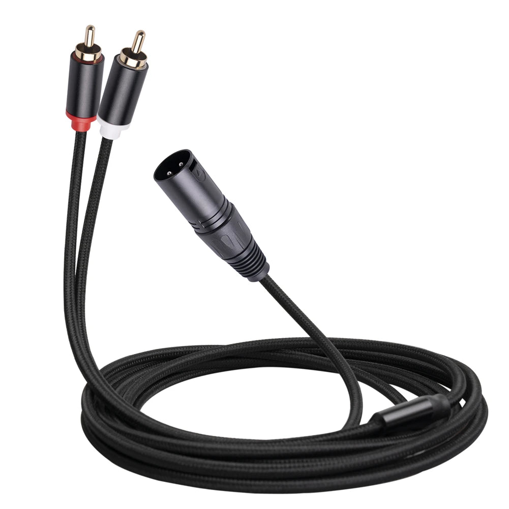 3-Pin XLR Male To 2-RCA Male Microphone Audio Cable Y Adapter Converter 1M 2M Canon Public To Double RCA Public Mixer Lotus