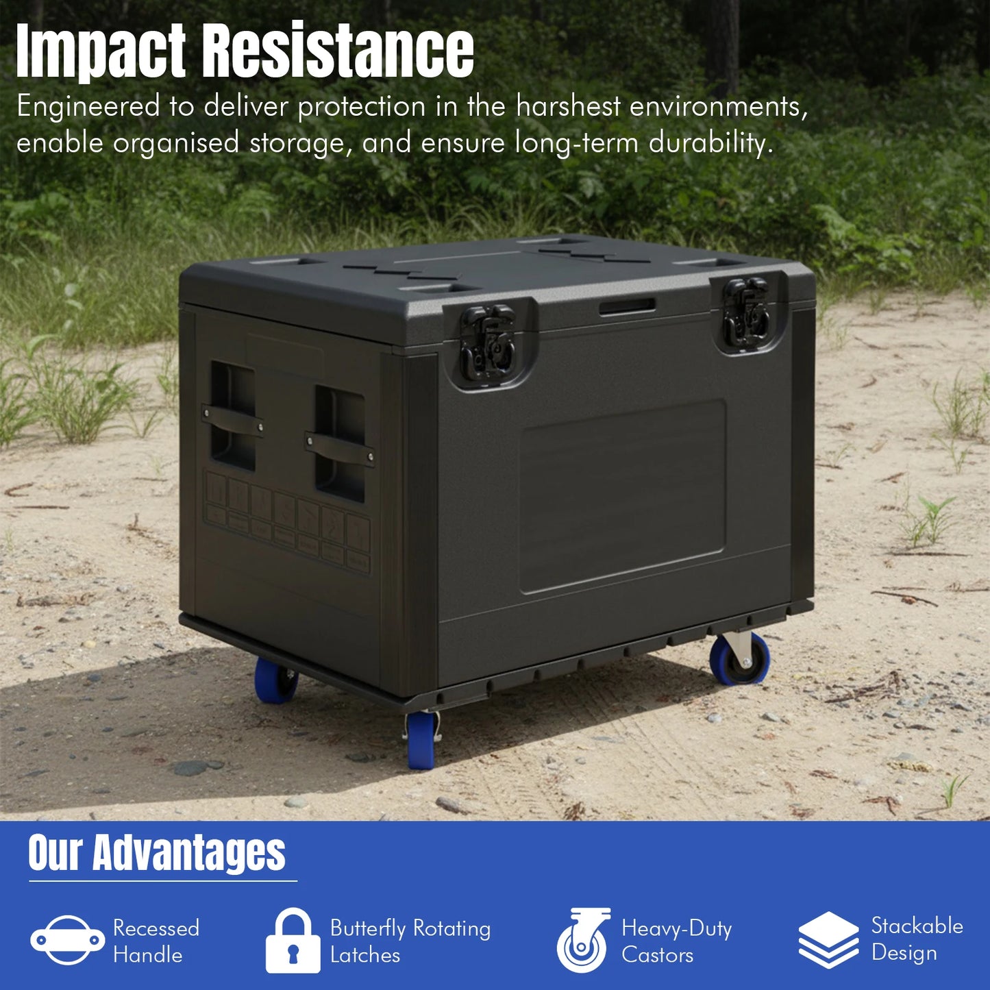 Utility Cable Trunk Road Case with Wheels Stackable ATA Rolling Road Case Waterproof for Pro Audio & DJ Equipment Storage