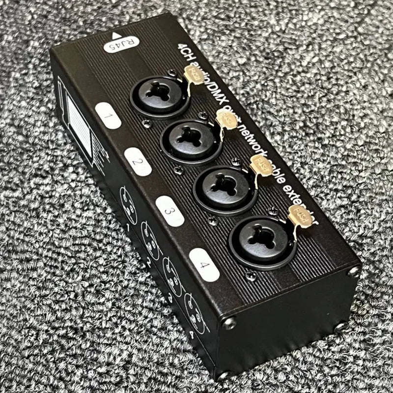 1Pair 4-Channel 3-Pin XLR Or 6.3Mm Audio And DMX Over Network Cable Extender, DMX512 Network Signal Extender Male+ Female