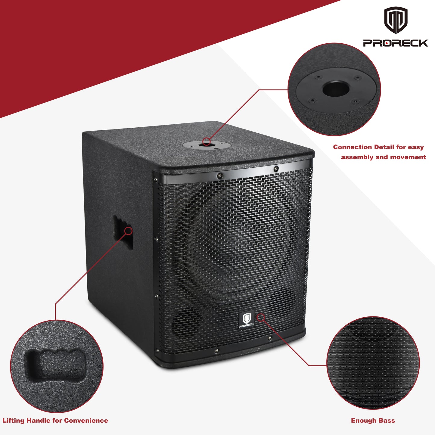 PRORECK SP-15X Active Powered PA Subwoofer 15 Inch 2000W PMPO Class-D Amplifier 3 DSP Presets Bass Reinforcement(ONE SUBWOOFER）