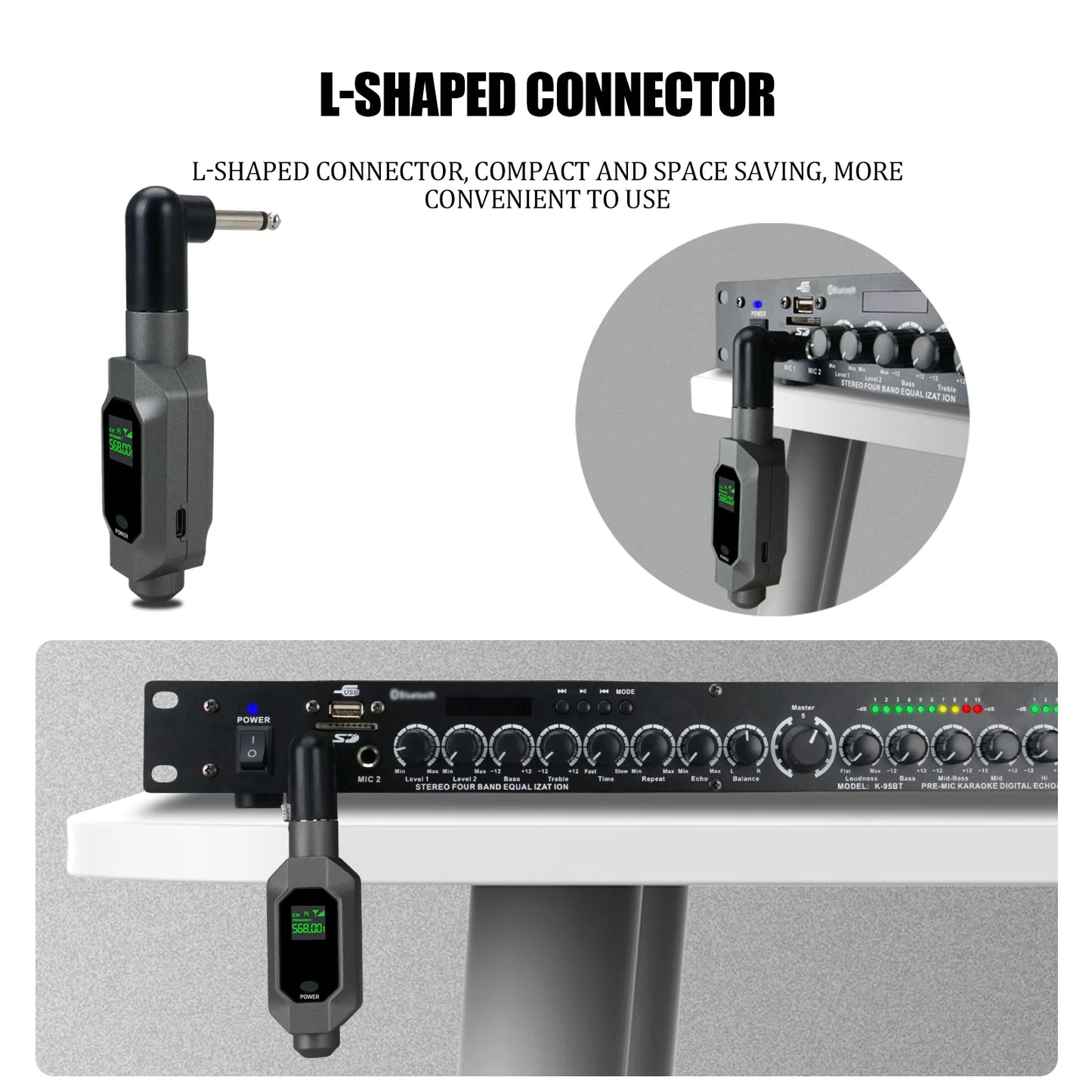 Wireless microphone transmitter receiver plugged into XLR microphone wireless system, suitable for 48V capacitive microphone