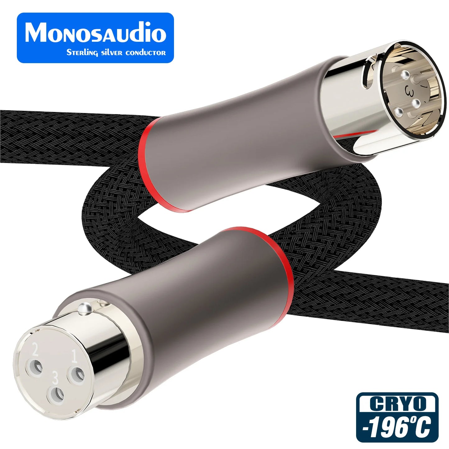Pure Silver 3pin XLR Plug Monosaudio Connector 3PIN XLR Jack XMF711AG Hifi Audio MIC Cable Balance Connector Plug