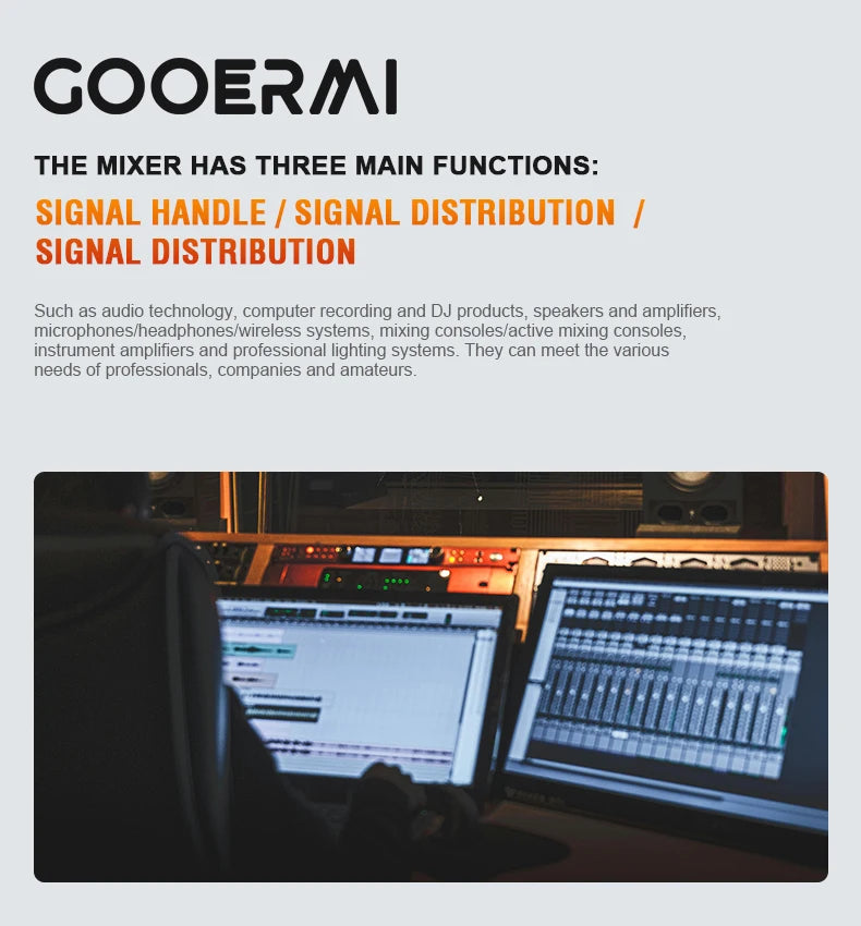Gooermi AFS Professional Digital Mixer Audio pro Multiple Channels DJ Mixing Sound Board Console USB PC Recording Input 48V
