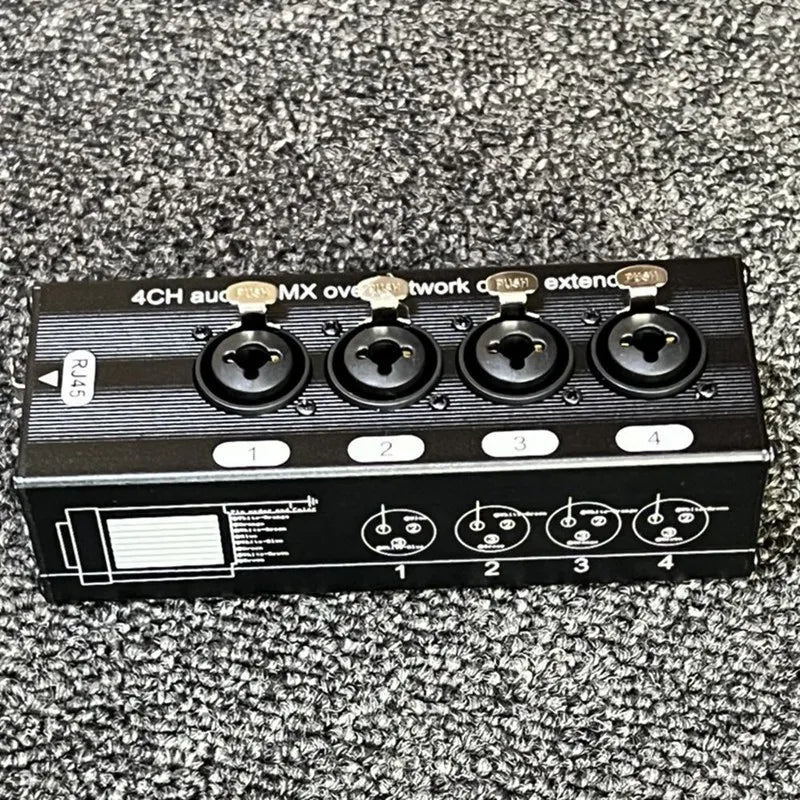 1Pair 4-Channel 3-Pin XLR Or 6.3Mm Audio And DMX Over Network Cable Extender, DMX512 Network Signal Extender Male+ Female