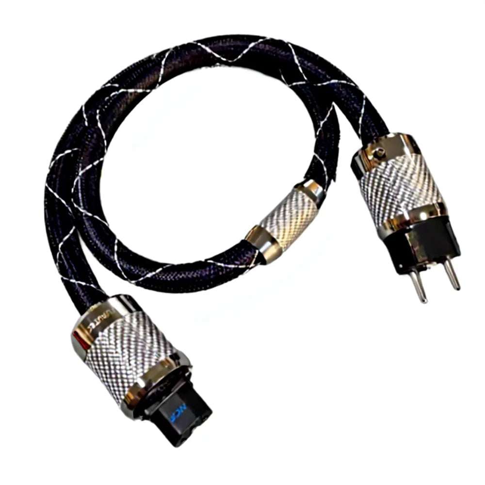 HiFi Power Cable FI-E50 FI-50 (R) Plug Schuko Fever Audio Cable OCC Rhodium Carbon Fiber EU/US C15 Plug