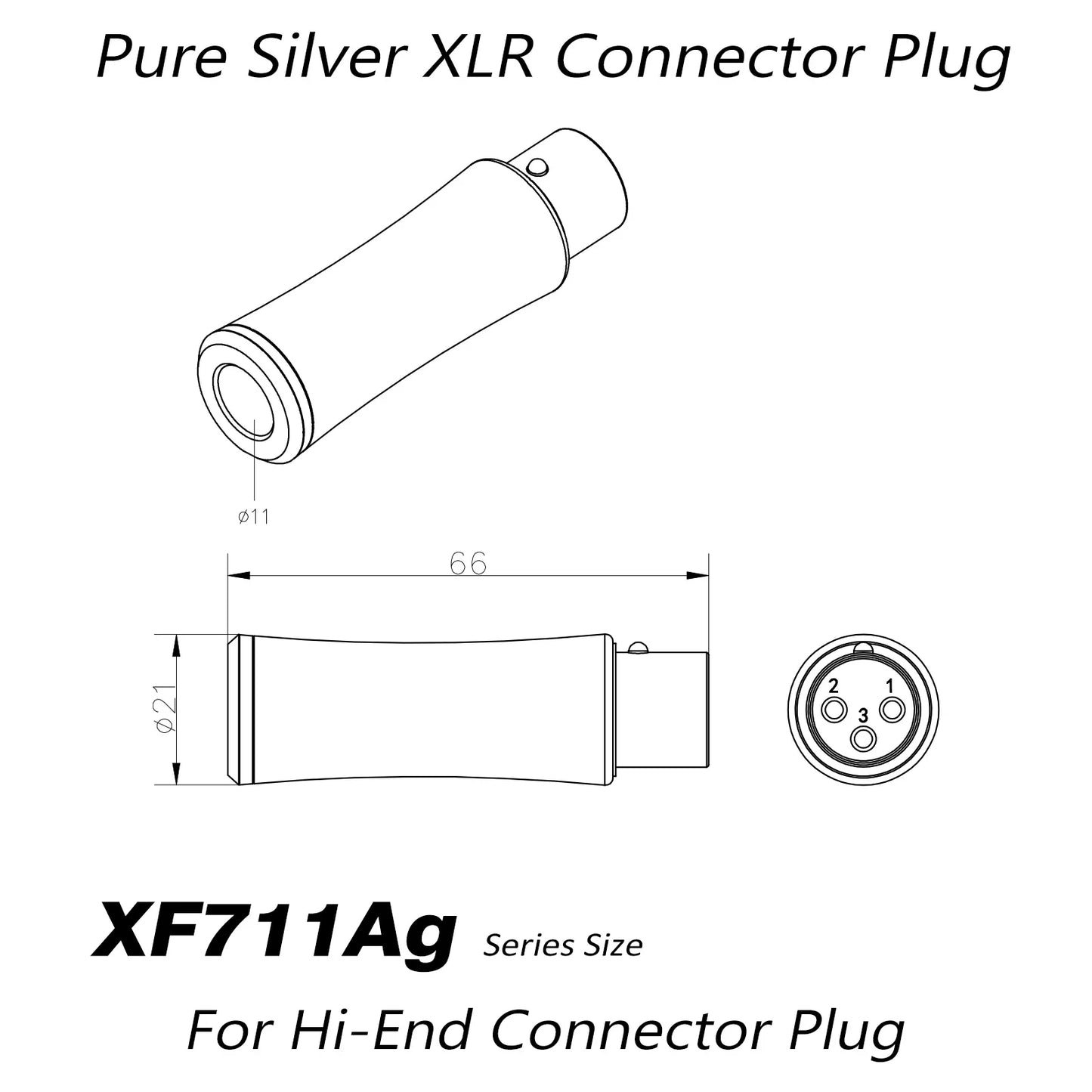 Pure Silver 3pin XLR Plug Monosaudio Connector 3PIN XLR Jack XMF711AG Hifi Audio MIC Cable Balance Connector Plug