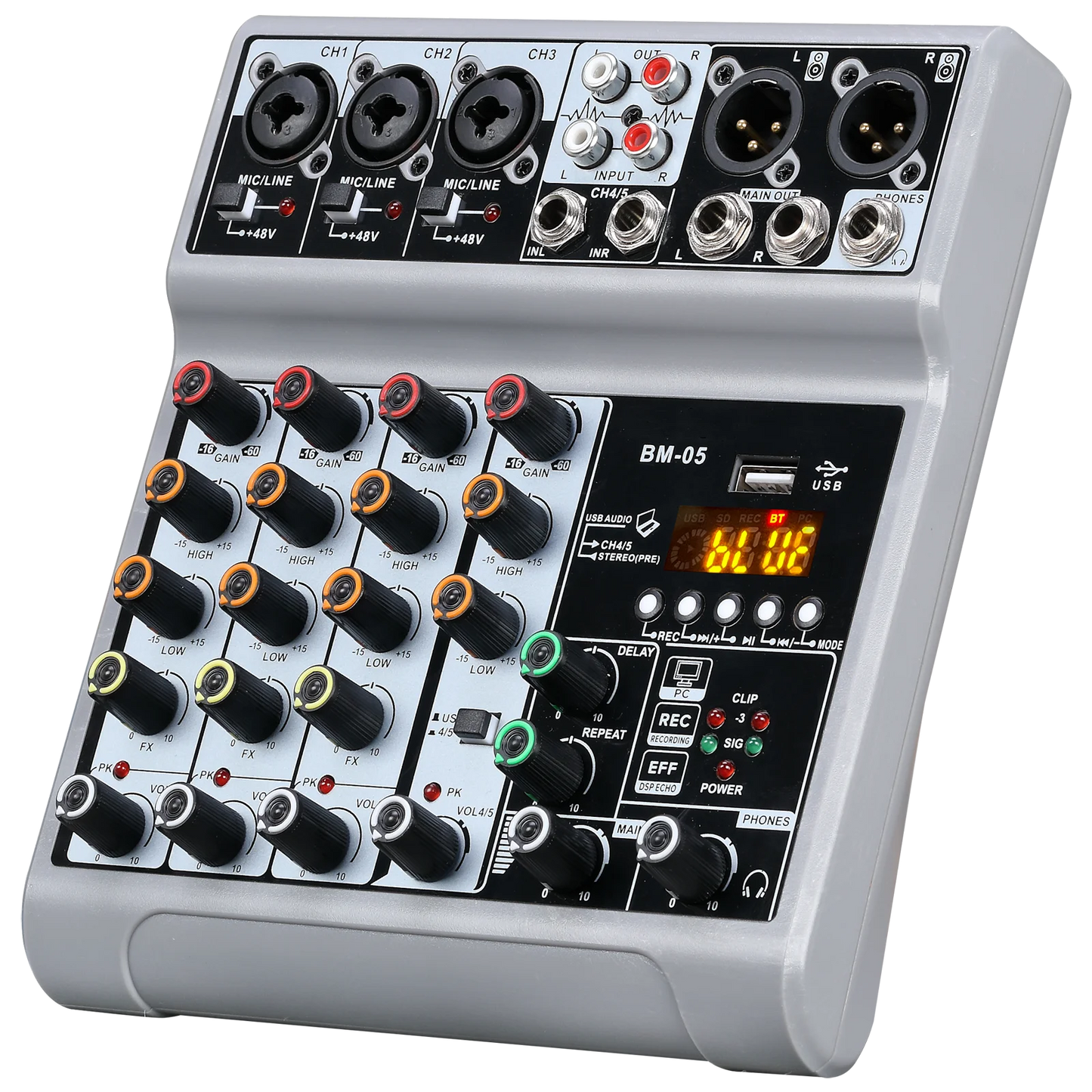 for BM-05 Mini 5 Channel Audio Mixer DJ Controller Mixer De Audio Profecional Mixing Console with USB Bluetooth for Studio