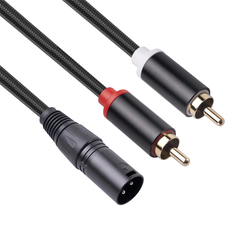 3-Pin XLR Male To 2-RCA Male Microphone Audio Cable Y Adapter Converter 1M 2M Canon Public To Double RCA Public Mixer Lotus