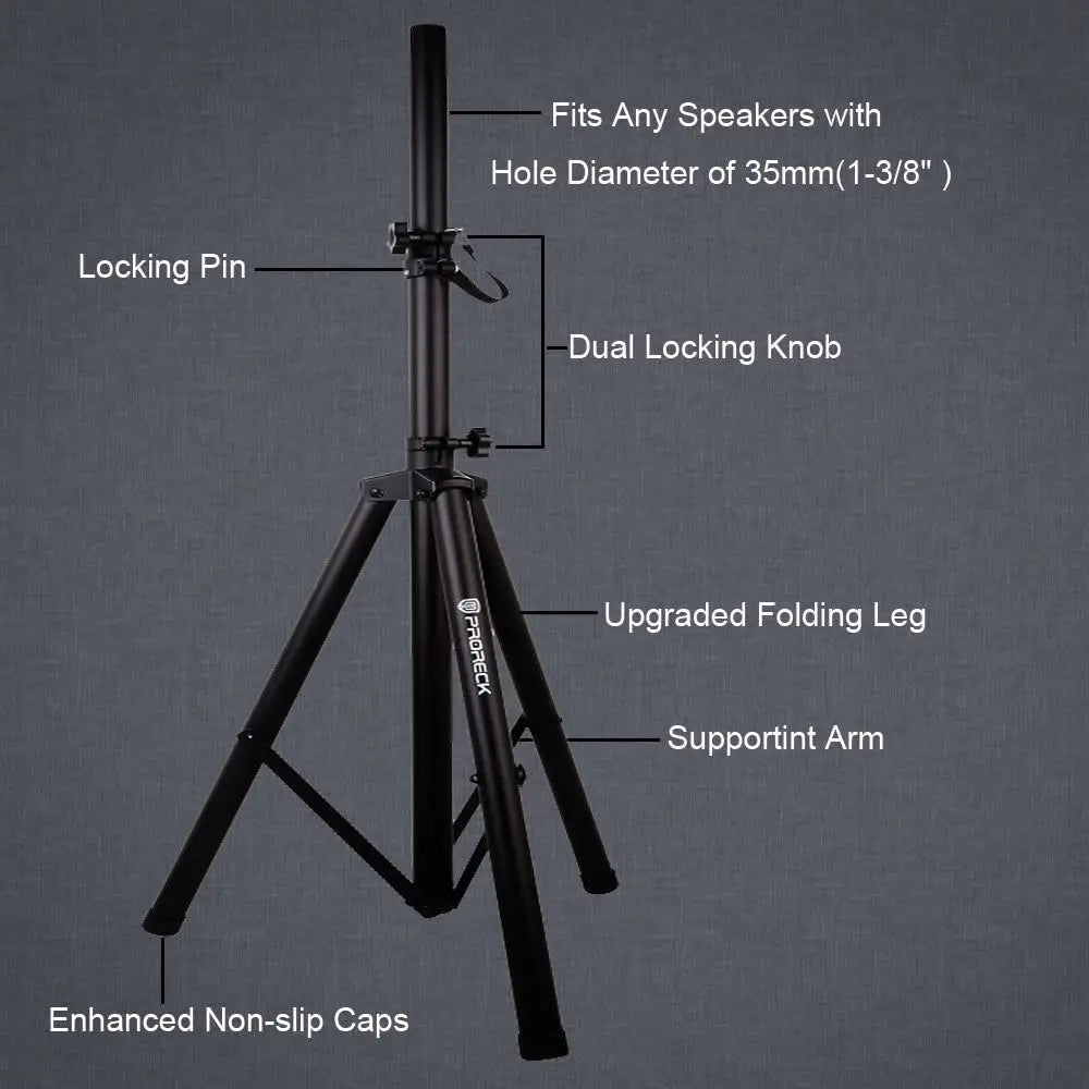 PRORECK Tripod Speaker Stands Pair for Dj/PA Speaker System Adjustable Height from 4 feet to 6 feet