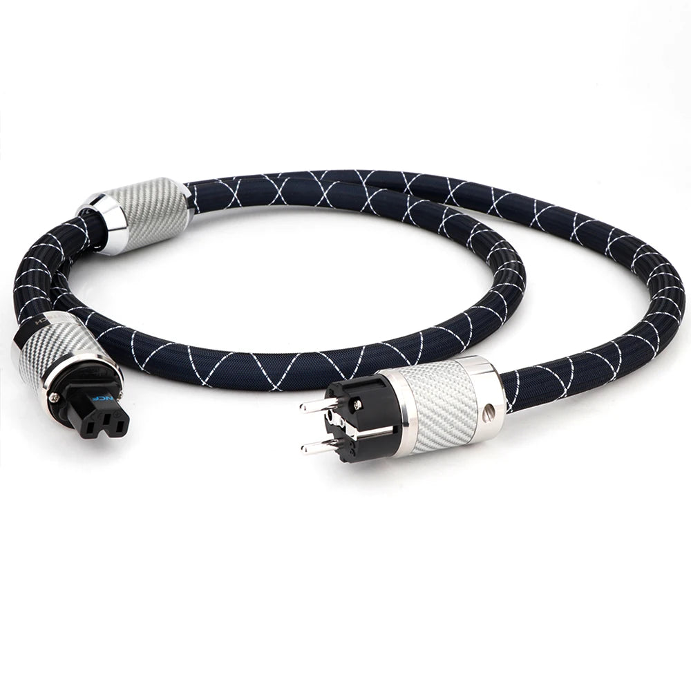 HiFi Power Cable FI-E50 FI-50 (R) Plug Schuko Fever Audio Cable OCC Rhodium Carbon Fiber EU/US C15 Plug