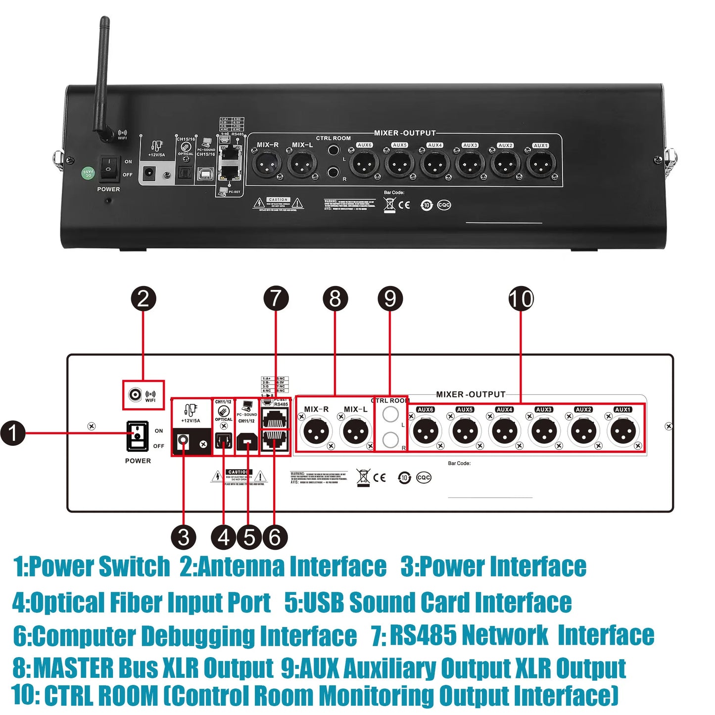Leicozic Mixer Digital 16 Channel Mixer De Audio Consola Mixer Digitale 16 Mixing Console WIFI Bluetooth USB Recording X16