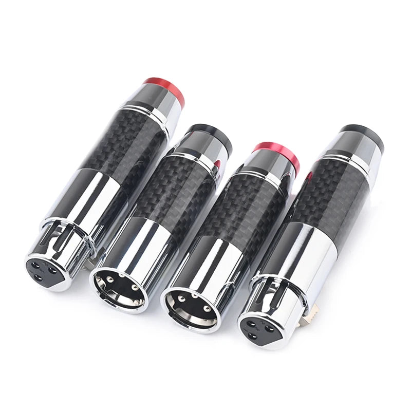 Hi-end 4PCS Hifi XLR Plug Carbon Fiber Rhodium-plated XLR Male and Female Connector for Audio Cable DIY