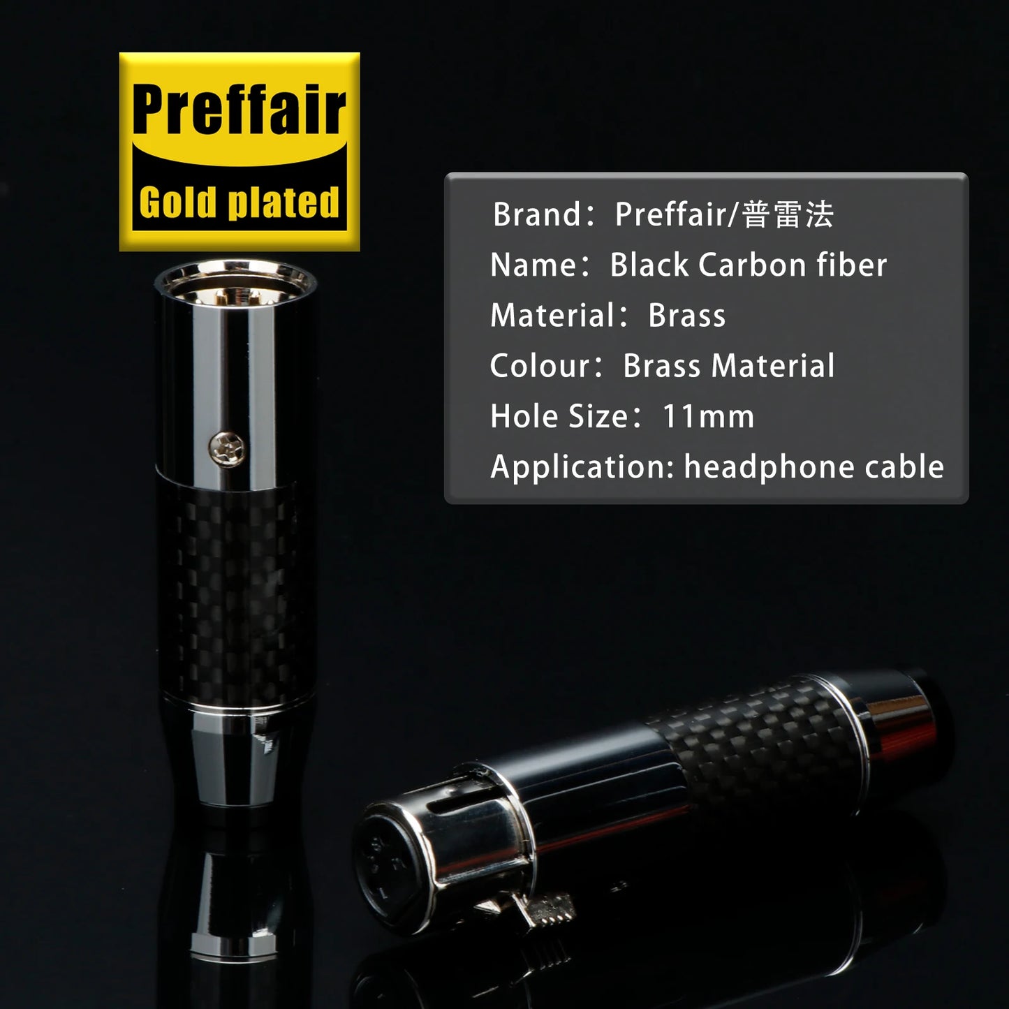 4pin XLR Connector Headphone XLR Adapter Carbon Fiber Audio XLR Professional Audio Microphone Line Plug For 11mm cable DIY Cable