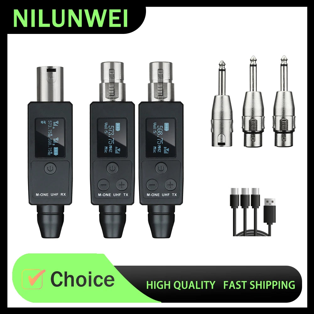 UHF Wireless Converter XLR Dynamic Mic Adapter Rechargeable Battery M-ONE UHF RX/TX Frequency Professional Audio System