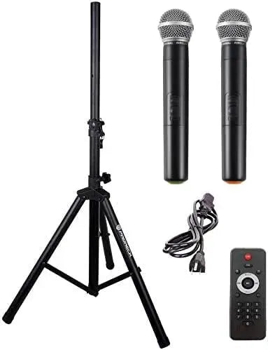 PRORECK freedom12 12" 500W Portable Bluetooth PA Speaker with Rechargeable Battery, USB/SD/FM, Wireless Mics & Remote for Karaok