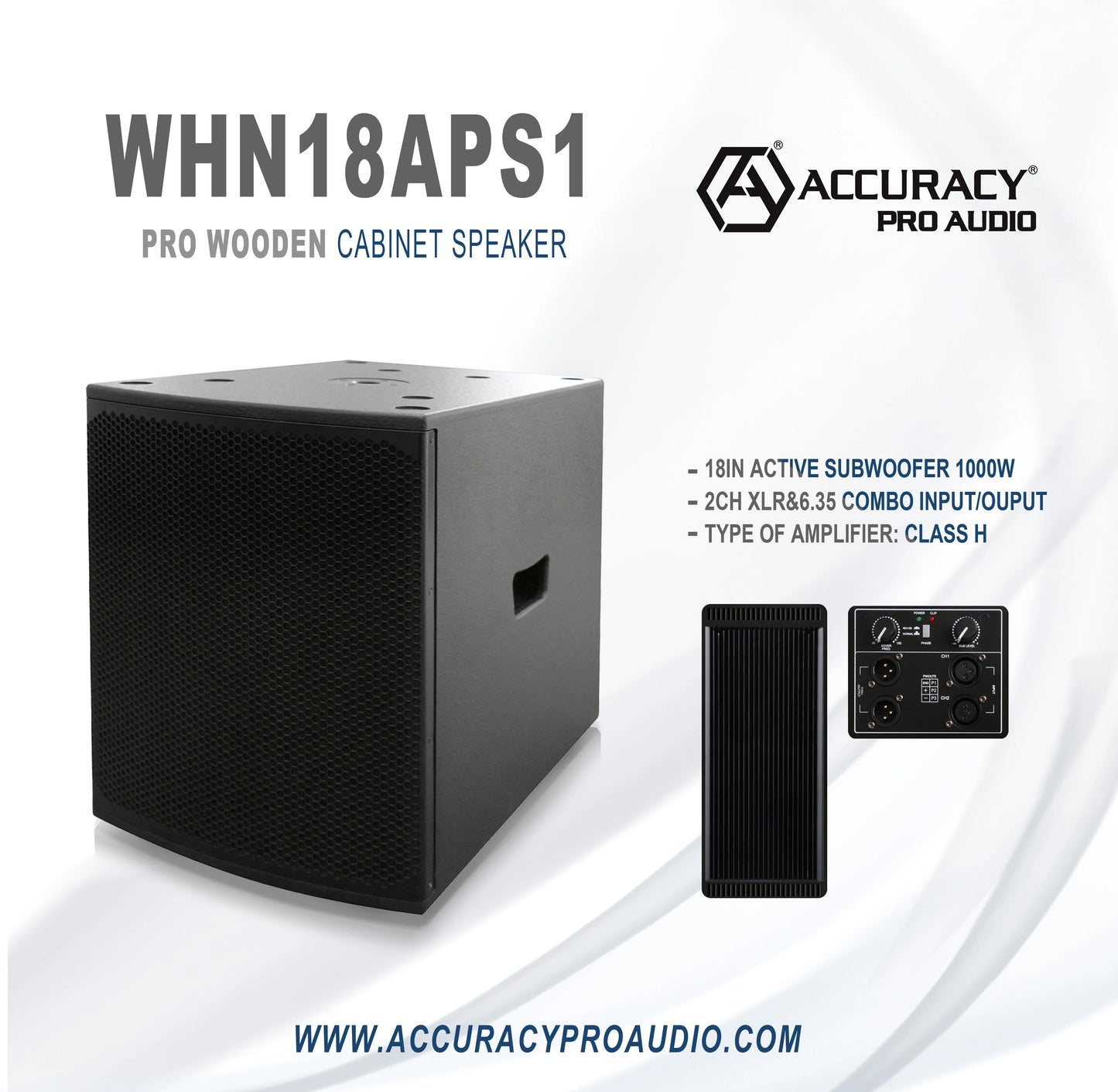 Accuracy Pro Audio WHN15APS1 15 Inch Active Wooden Class H Amplifier Box Professional Audio 15" Powered Subwoofers Speakers