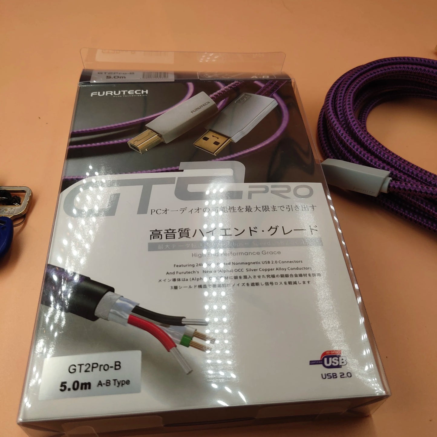 Shipping New original FURUTECH GT2Pro OCC Hi-Fi USB2.0Digital Audio Cable A-B Square Port Decoder DAC Data Cable MADE IN JAPAN