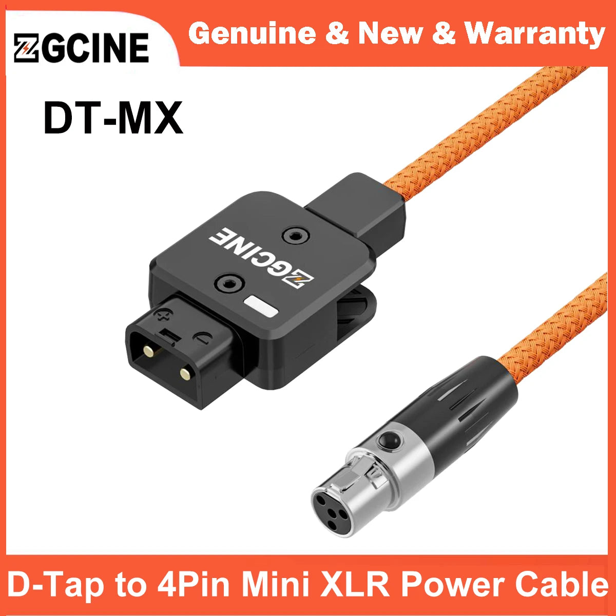 ZGCINE DT-MX D-Tap to 4Pin Mini XLR Power Cable Nylon Braided 14.8V 150W Max 60cm Anti-Reverse Indicator for TVLogic Monitors