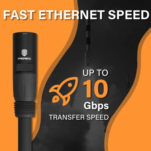 PRORECK SFTP CAT6 Dual Shielded Ethernet Cable with EtherCON RJ45 Connectors, High-Speed, Ideal for Pro Sound Systems