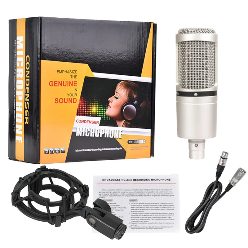 Cardioid Condenser Studio XLR Microphone 2020 Microphone Bundle Shock Mounts and XLR Cable for Project/Home Studio Applications