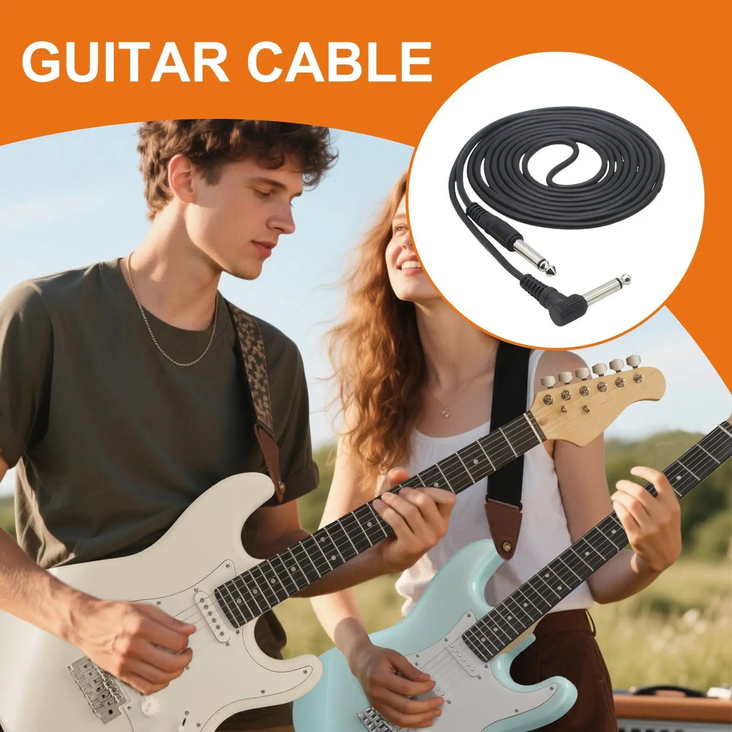 Instrument Cable 10 Ft Noise Reduction Head Jack Wire 6.35mm Head Amp Cord For Electric Guitar For Chord Instrument Speaker Drum