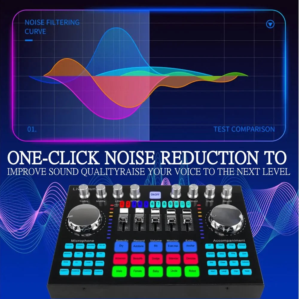 K1 Live Sound Card Voice Changer Pro Audio Mixer Portable Internet Celebrity Live Broadcast for KTV Music Recording Karaoke Sing