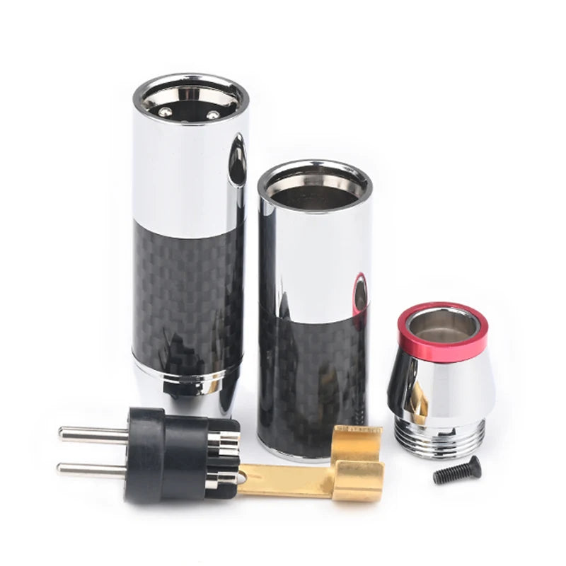 Hi-end 4PCS Hifi XLR Plug Carbon Fiber Rhodium-plated XLR Male and Female Connector for Audio Cable DIY