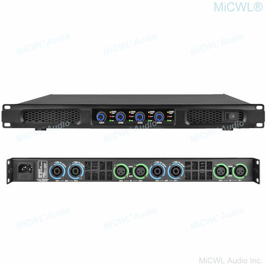 MiCWL Audio Pro CA Series 5200W Digital Power Amplifier 4 Channel 2600 Watt AMP Standard 19" 1U Rack CA650