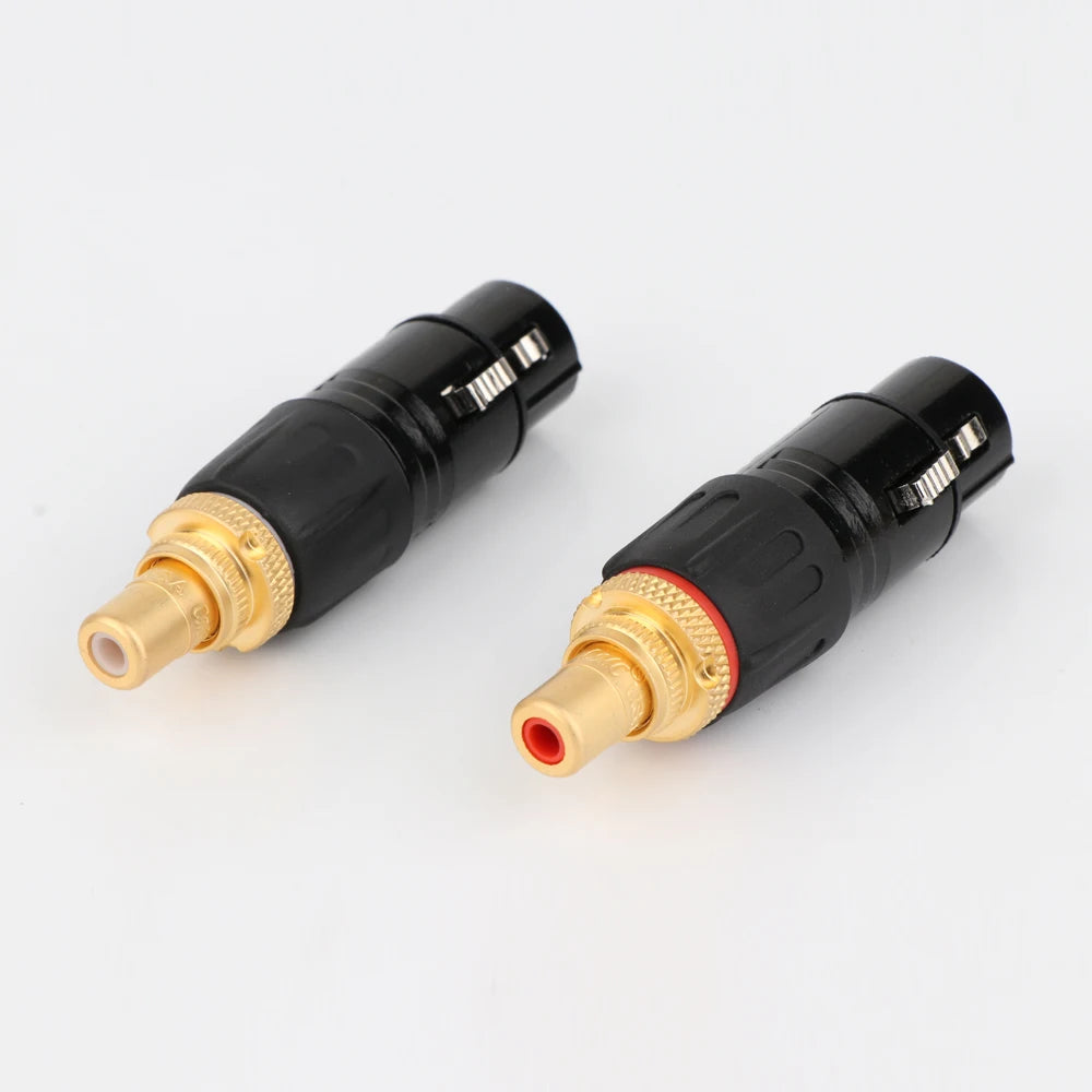 2PC NEUTRIK XLR male to RCA Female Socket Adapter plated gold RCA plug XLR to RCA Female Socket Adapter Gold Balanced Cable Plug