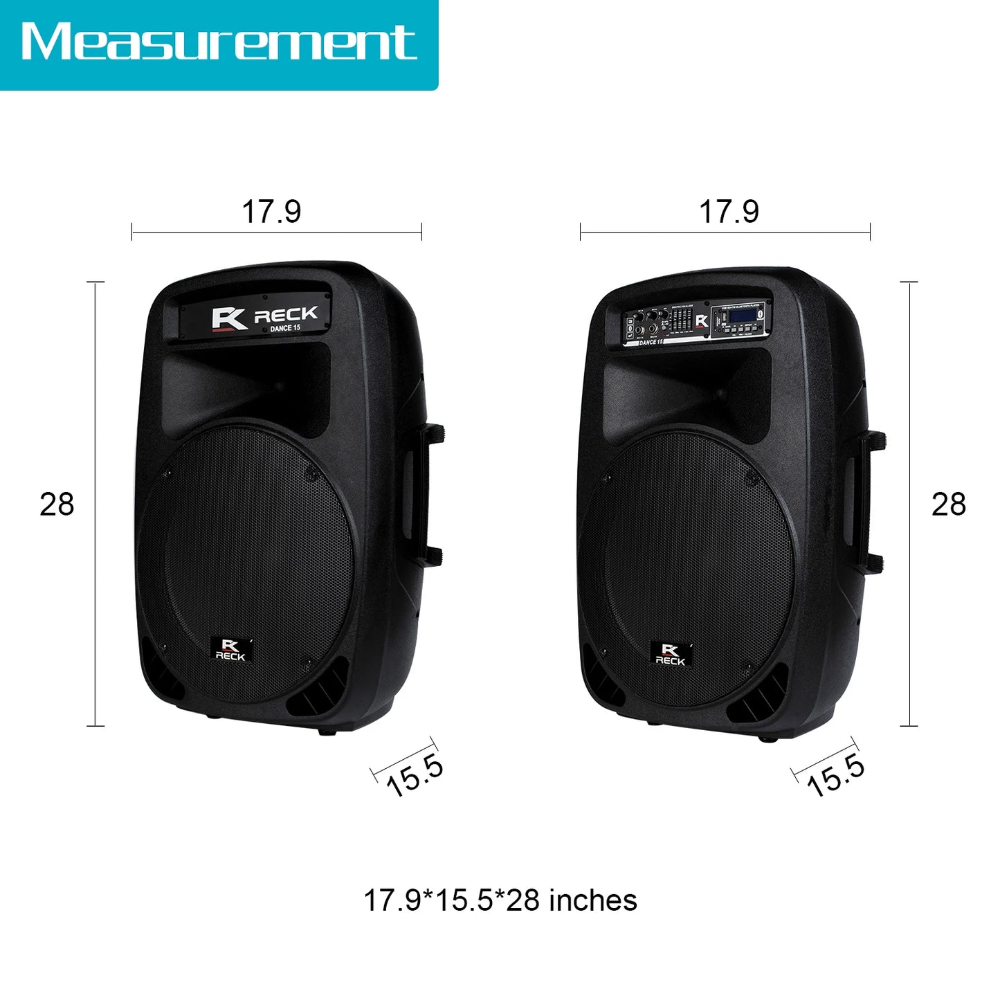 Proreck Dance 15 Portable 15-Inch 2000 Watt 2-Way Powered PA Speaker System Combo Set with Bluetooth/USB/SD Card Reader/FM Radio