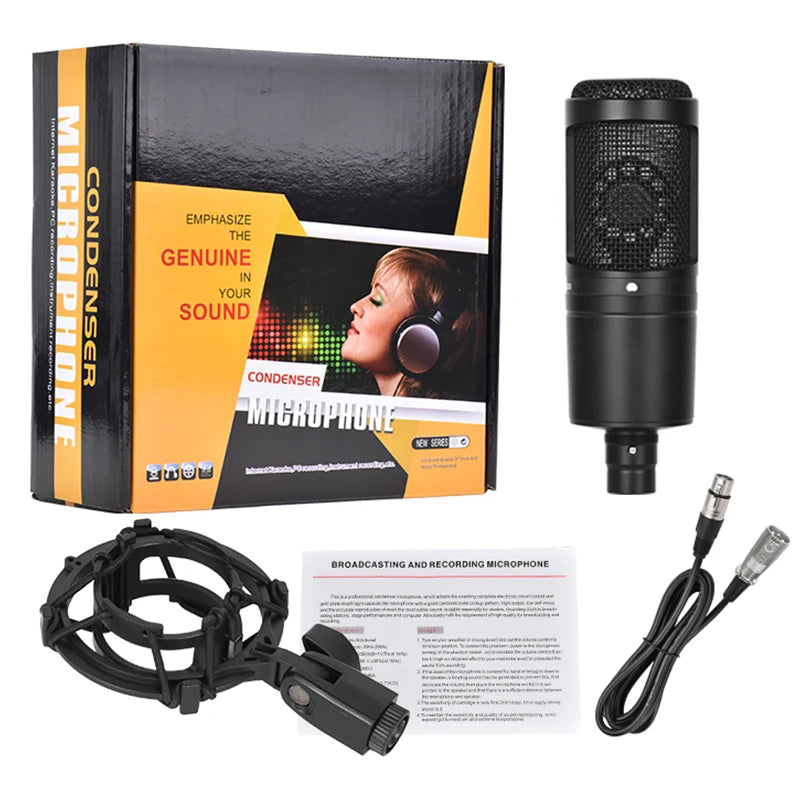 Cardioid Condenser Studio XLR Microphone 2020 Microphone Bundle Shock Mounts and XLR Cable for Project/Home Studio Applications