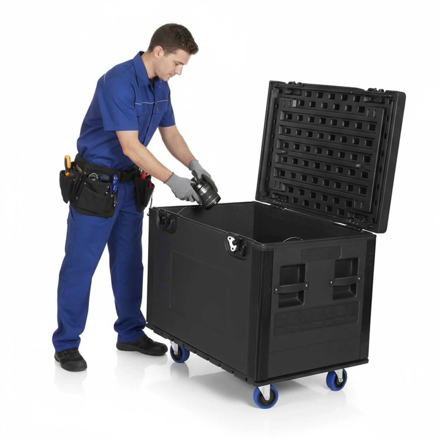 Utility Cable Trunk Road Case with Wheels Stackable ATA Rolling Road Case Waterproof for Pro Audio & DJ Equipment Storage
