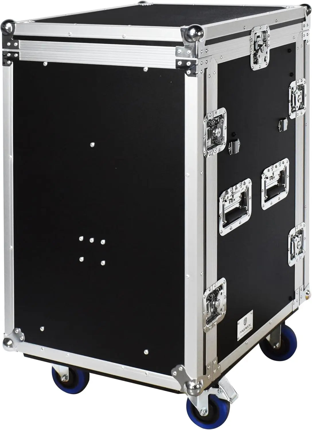 PRORECK 16U Rack/Road Case with Slant Mixer Top, One Side Table and Casters, 20'' Rackable Depth, Plywood, 16U Installation