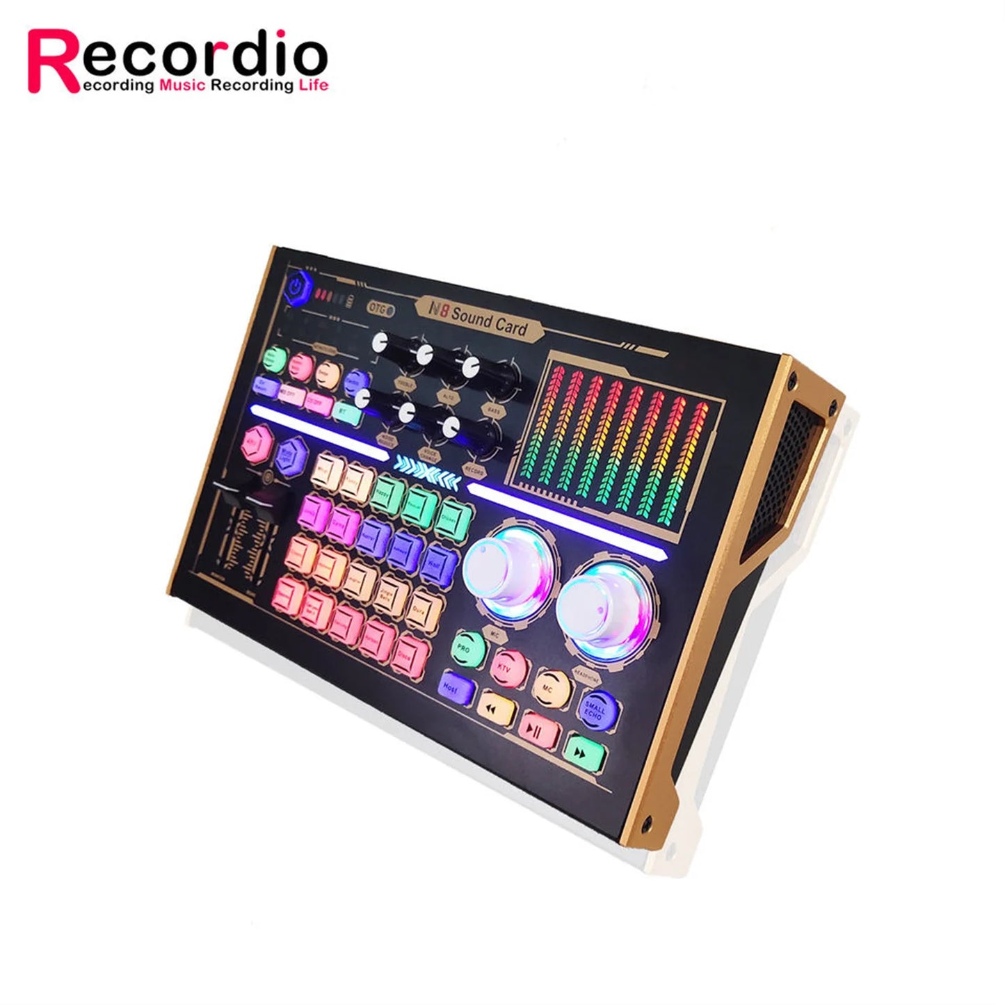 GAX-N8 Professional Recording Soundcard PC Mobile Phone Live Broadcast Sound Card Mixer Set Support 48V Mic PhPodcast Equipment