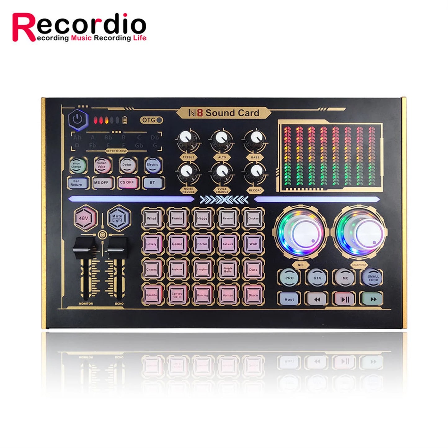 GAX-N8 Professional Recording Soundcard PC Mobile Phone Live Broadcast Sound Card Mixer Set Support 48V Mic PhPodcast Equipment