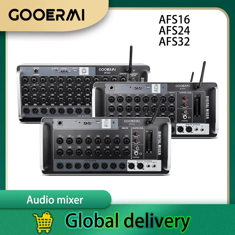 Gooermi AFS Professional Digital Mixer Audio Pro Multiple orbit Channel DJ Mixing Sound Board Console USB PC Recording Input 48V