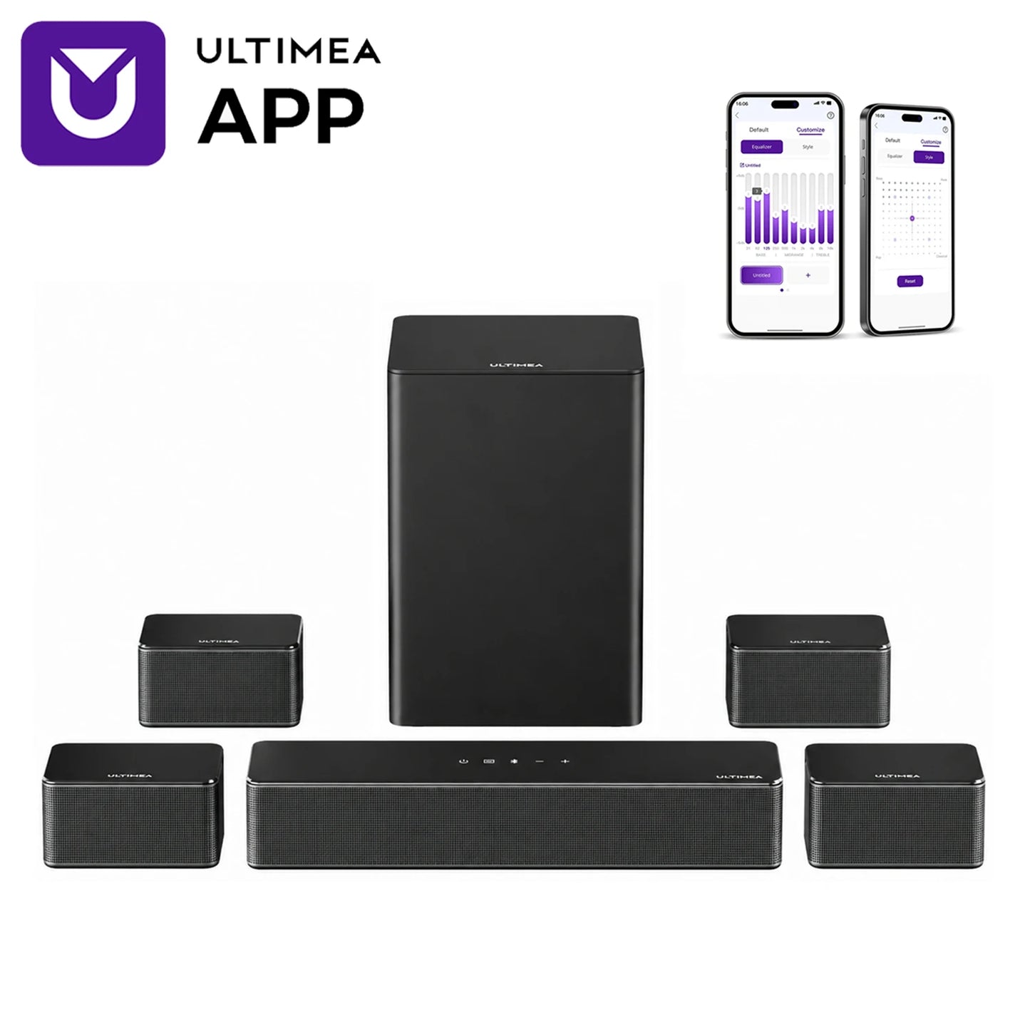 ULTIMEA 7.1 Surround Sound System Sound bar for TV with APP Control, Home Cinema Bluetooth Speaker with 6.5" Wireless Subwoofer