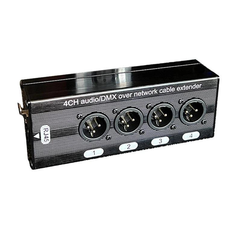 1Pair 4-Channel 3-Pin XLR Or 6.3Mm Audio And DMX Over Network Cable Extender, DMX512 Network Signal Extender Male+ Female