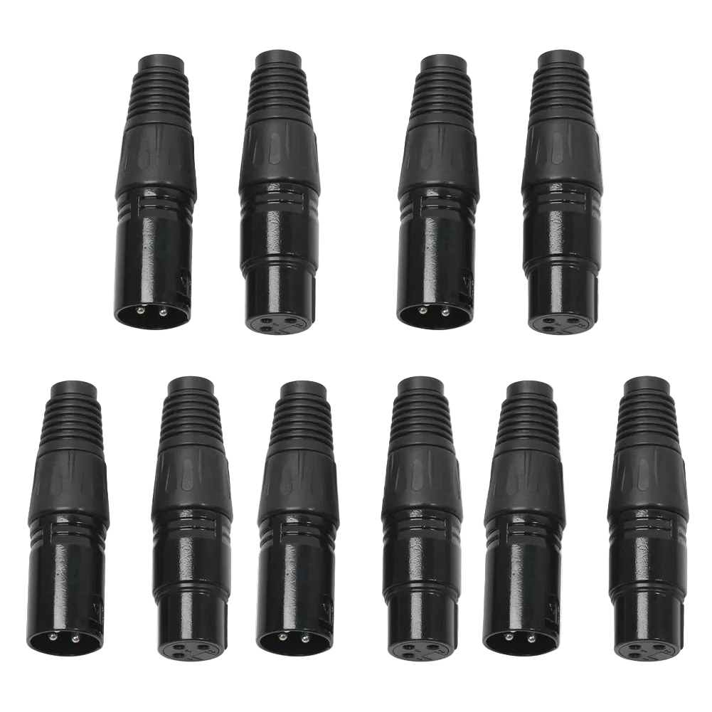 5Pairs Audio Microphone Cable Connector Mini 3Pin XLR Mike Wire Connect Plugs Black Replacement  for Audio Equipment
