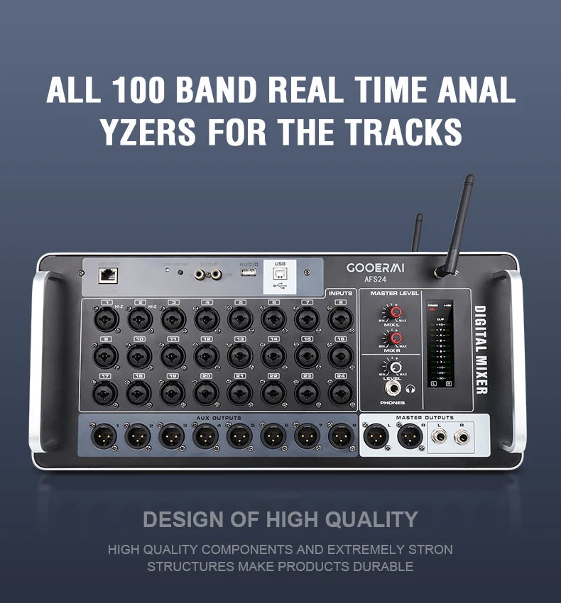 Gooermi AFS Professional Digital Mixer Audio pro Multiple Channels DJ Mixing Sound Board Console USB PC Recording Input 48V
