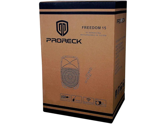 PRORECK Freedom 15 Portable 15-Inch 800 Watt 2-Way Rechargeable Powered Dj/PA Speaker System with Bluetooth/USB/SD Card Reader