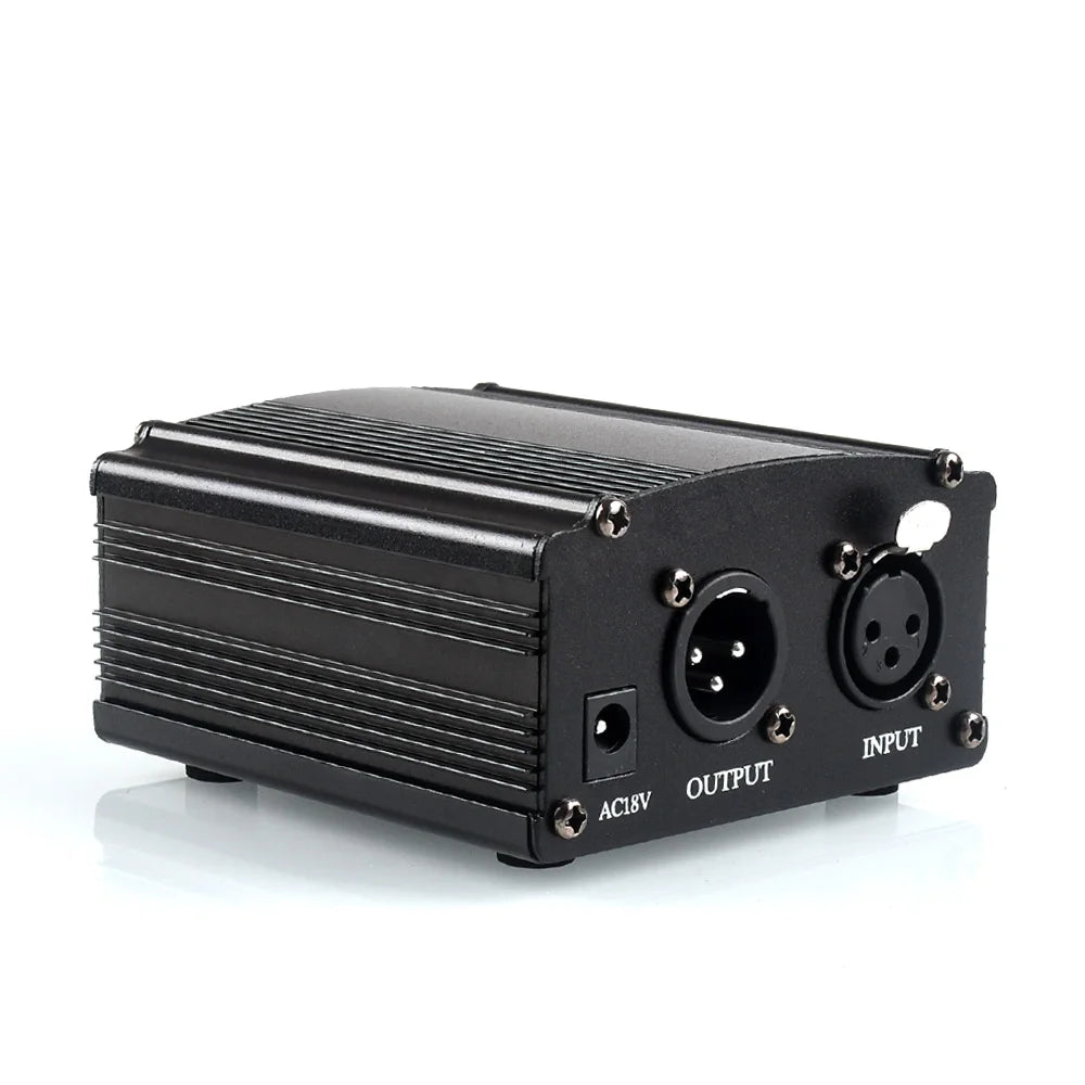 Woopker 48V Phantom Power Supply with XLR Cable for Condenser Microphone BM 800 858 Audio Recording Karaoke Sound Equipment